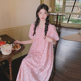 大货粉色花朵韩版连衣裙8620P125控188，女装连衣裙，浙宝265