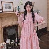 大货粉色花朵韩版连衣裙8620P125控188，女装连衣裙，浙宝265