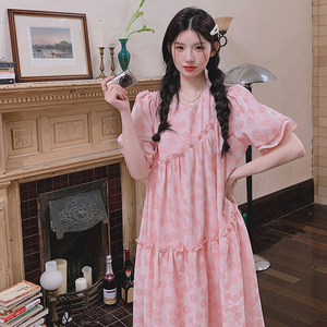 大货 粉色花朵韩版连衣裙 8620 P125控188图片