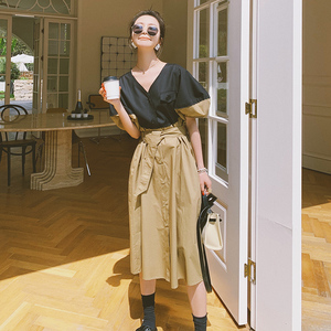 泡泡袖撞色连衣裙 8003 P105控价158,女装连衣裙,浙宝265