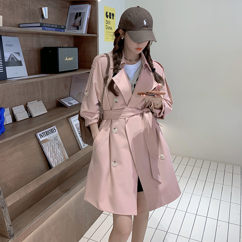 皮粉色风衣外套8051P135控价188,女装风衣,浙宝265