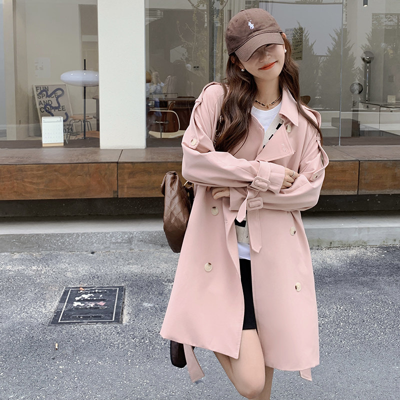 皮粉色风衣外套8051P135控价188,女装风衣,浙宝265