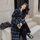 大货长款蓝黑格大衣8351P195298，女装毛呢外套，浙宝265