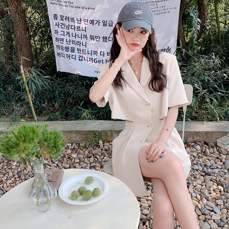 西装露腰连体短裤宽松休闲时尚镂空设计高腰裤子女2025夏季新款,女装连体裤,浙宝265