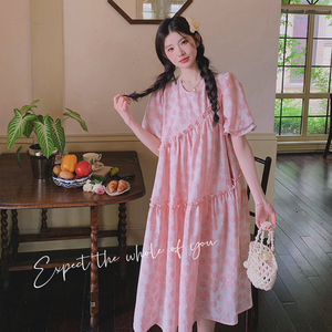大货 粉色花朵韩版连衣裙 8620 P125控188图片