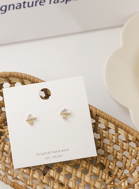 HelloJan 精致小巧925银锆石小雨伞耳钉睡觉不用摘简约百搭耳环女