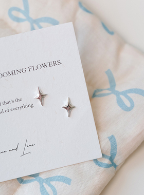 HelloJanS925纯银四芒星耳钉女简约冷淡风小巧百搭高级感耳饰