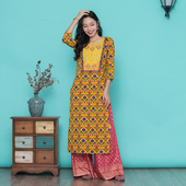上衣 2印度服饰女黄色印花纯棉民族风传统七分袖 春夏
