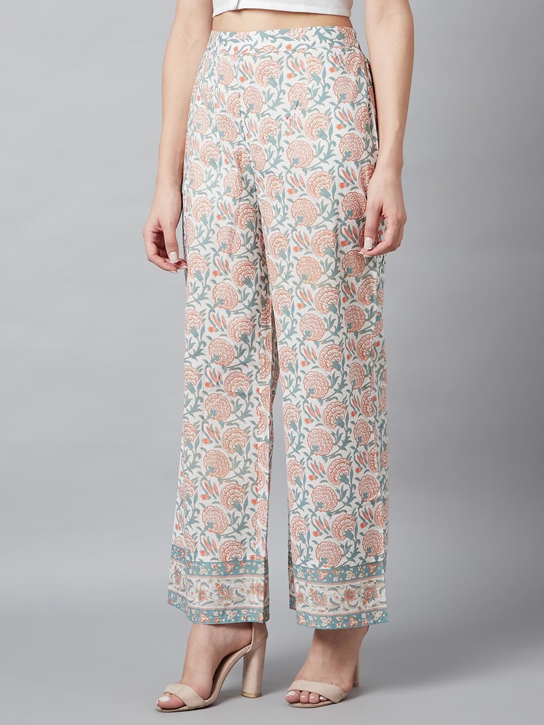 B2-2-3印度进口裤子直筒裤宽松纯棉印花百搭日常休闲裤薄款春新款