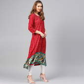 深红 春夏旅游舞蹈中长款 野人小饰印度女装 印花绵绸民族风气质薄款