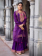印度高级感民族风3件套丝绵绣花旁遮比套装 紫色 异域风女士礼服