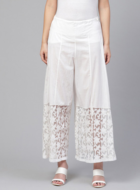 B6-1-2百搭印度上衣 民族风春夏吸汗透气刺绣纯棉阔腿裤白色