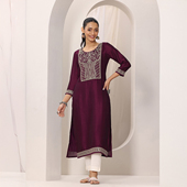 印度女装 特色进口传统异域风情紫色圆领丝质刺绣宽松春夏上衣 新品