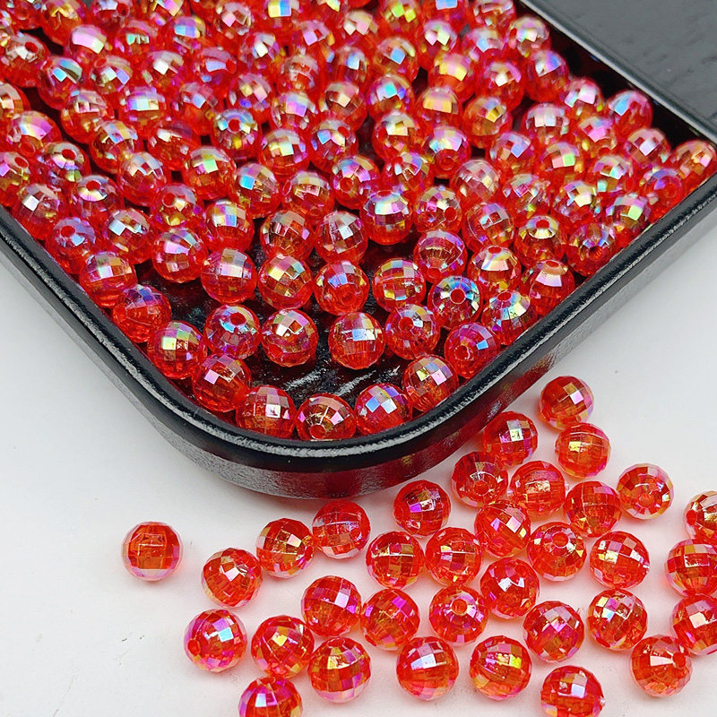 8mmAB彩地球珠透明96切面diy手工穿珠亚克力散珠门帘编织包包材料