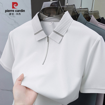 纯色短袖t恤冰丝翻领拉链polo衫