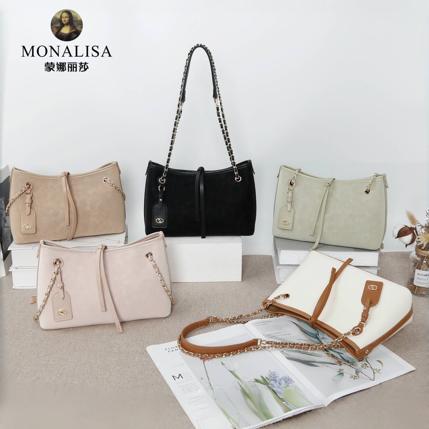 蒙娜丽莎女包2025秋季新款时尚百搭简约单肩斜挎腋下包通勤托特包