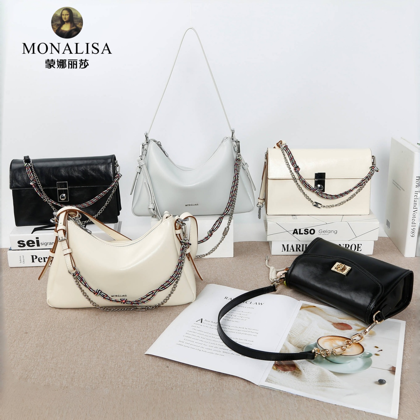 蒙娜丽莎女包2025夏季新款牛皮时尚百搭单肩斜挎包小众设计腋下包