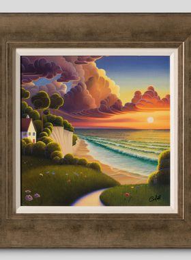 当代艺术家PaulCorfi原装框手绘限量版画田园景色亲签证书装饰画