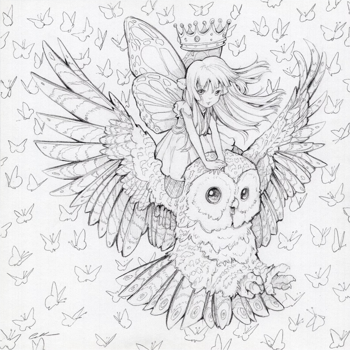 加拿大插画家camilla derrico手绘原作猫头鹰女王卡通收藏装饰画