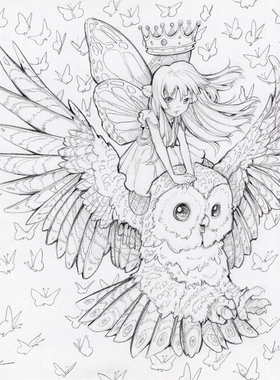 加拿大插画家Camilla d'Errico手绘原作猫头鹰女王卡通收藏装饰画