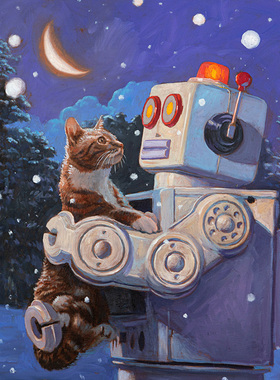 埃里克·乔伊娜ERIC JOYNER 机器人雪人猫咪 限量版画 欧美收藏画