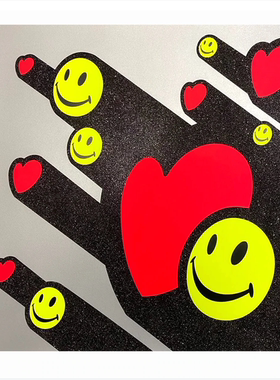 现货英国艺术家Ryca 爱与幸福光束 红心笑脸限量版画 欧美钻闪画