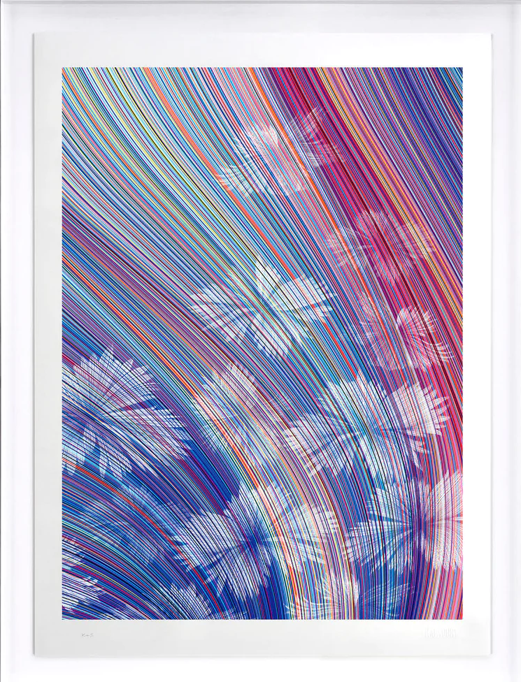 英国艺术家kai & sunny蓝花 色彩线条 限量版画 收藏现代艺术潮流