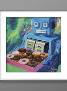 埃里克·乔伊娜ERIC JOYNER 机器人甜甜圈正品亲签限量版画 壁画