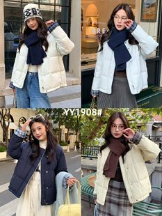 百搭好看舒服洋气减龄 羽绒服搭配围巾外套女士时尚 1908冬季 新款