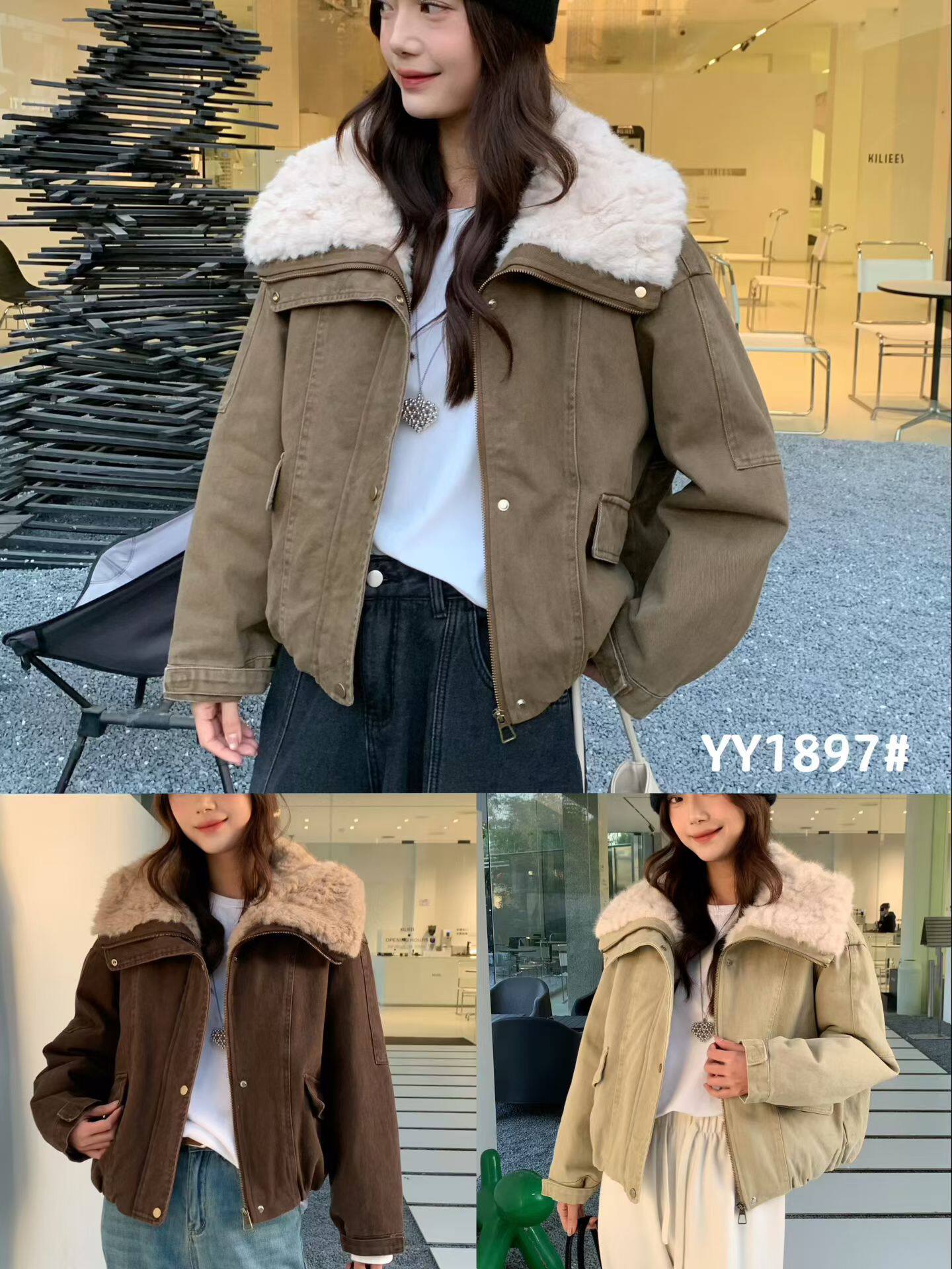 1897冬季新款加绒加厚羊羔毛棉衣外套女士时尚百搭好舒服洋气减龄
