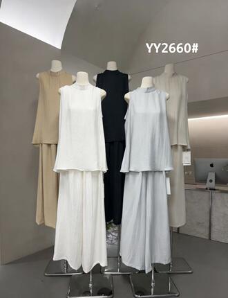 2660款夏季新款韩版宽松女装背心打底衫休闲裤两件套套装