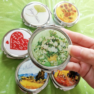 圆形便携金属药盒小首饰小物件收纳盒 内胆可拆分一格三格 我爱你