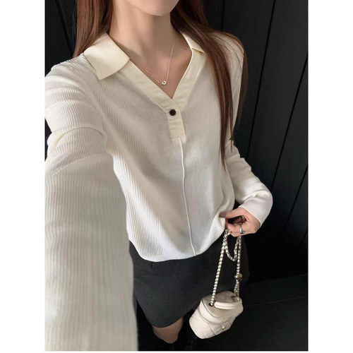 纯色百搭修身POLO领羊毛针织衫女欧洲站2026秋季新款欧货打底衫