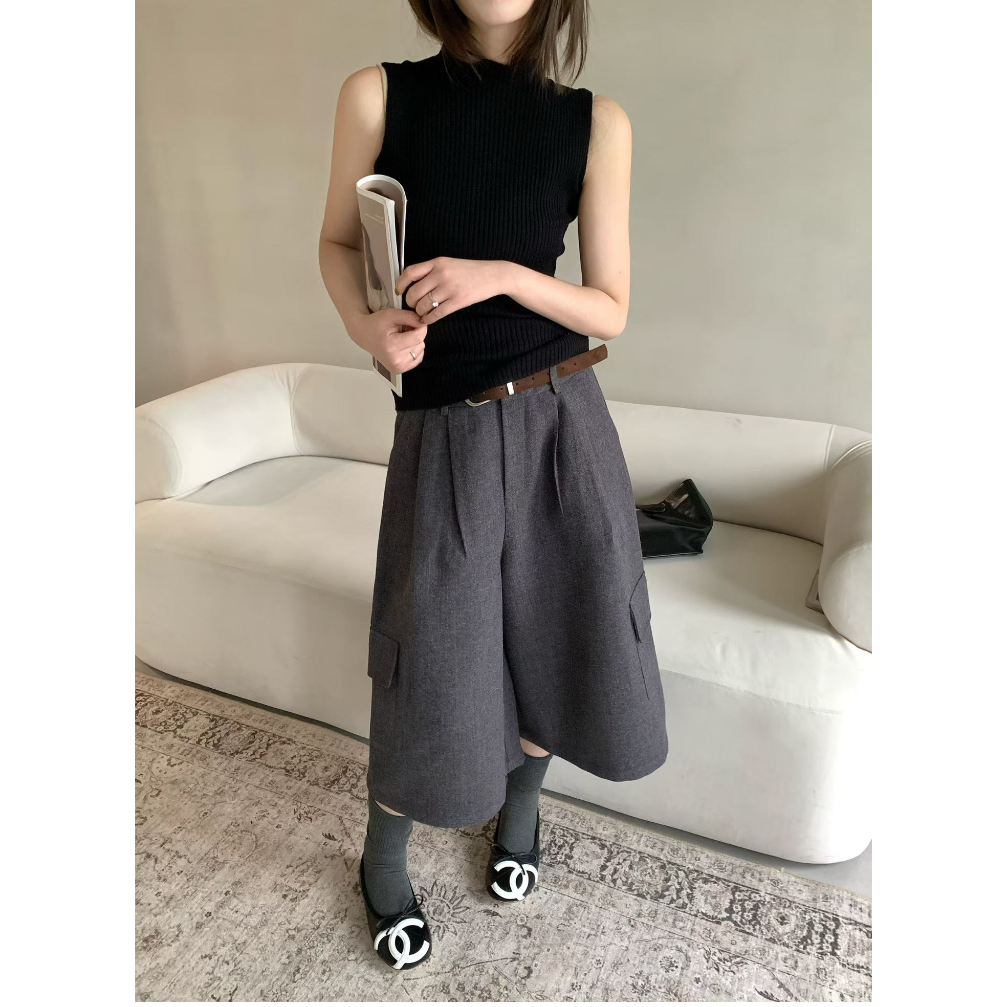 宽松高腰七分阔腿裤女欧洲站2026秋季新款欧货休闲直筒裤女西装裤
