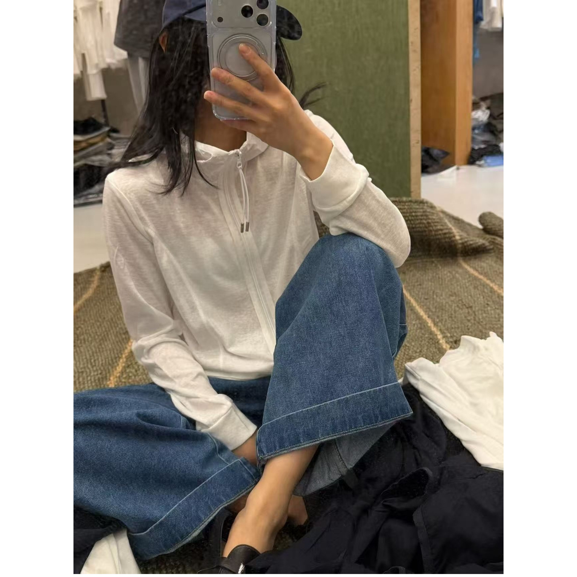 欧洲站2026夏季新款欧货女韩版纯色百搭连帽防晒衣外套薄开衫卫衣