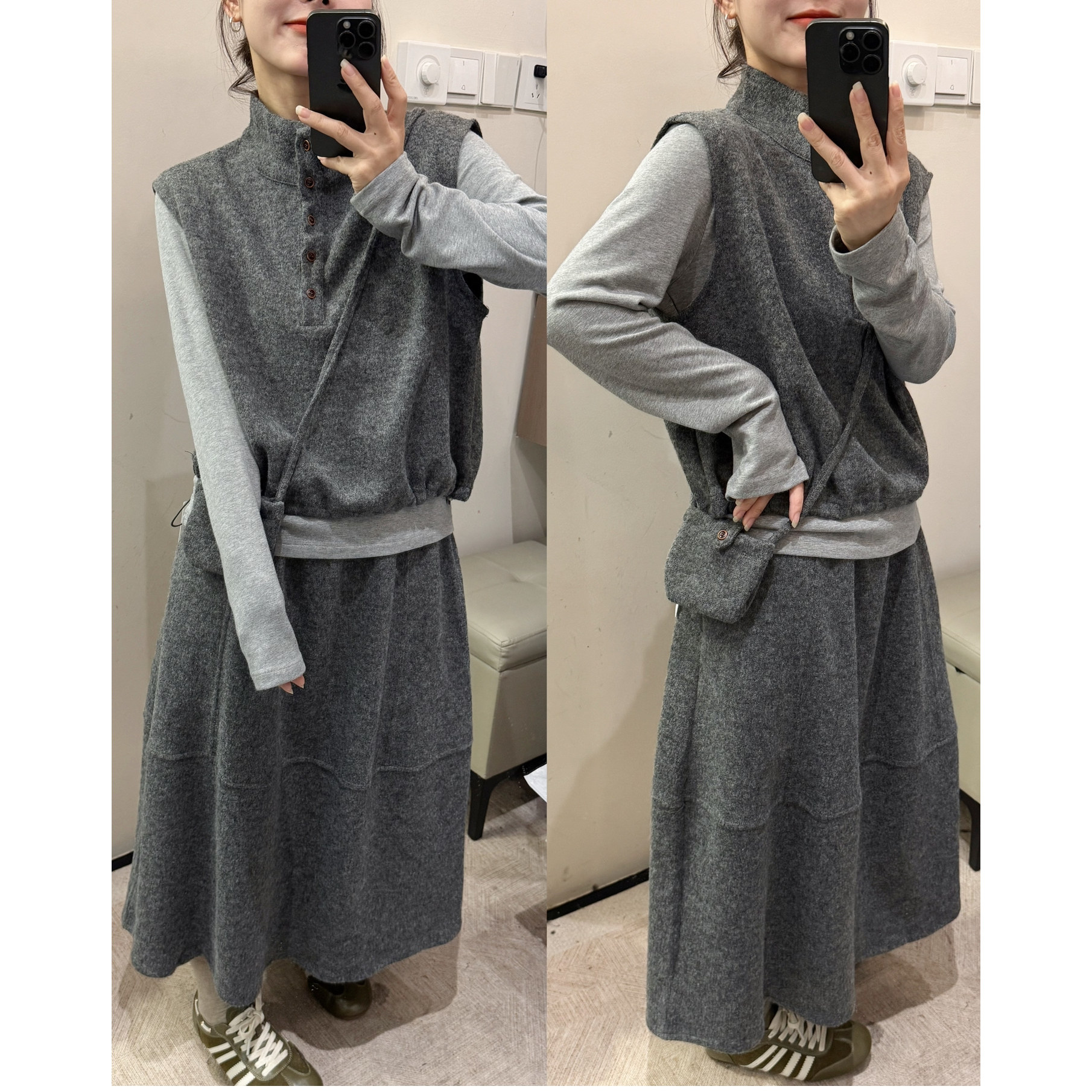 休闲立领马甲T恤半身裙三件套女装欧洲站2026秋季新款时尚套装潮