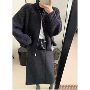 外套 休闲颗粒绒高领拉链羊毛毛衣开衫 欧洲站2025秋冬新款 女潮韩版