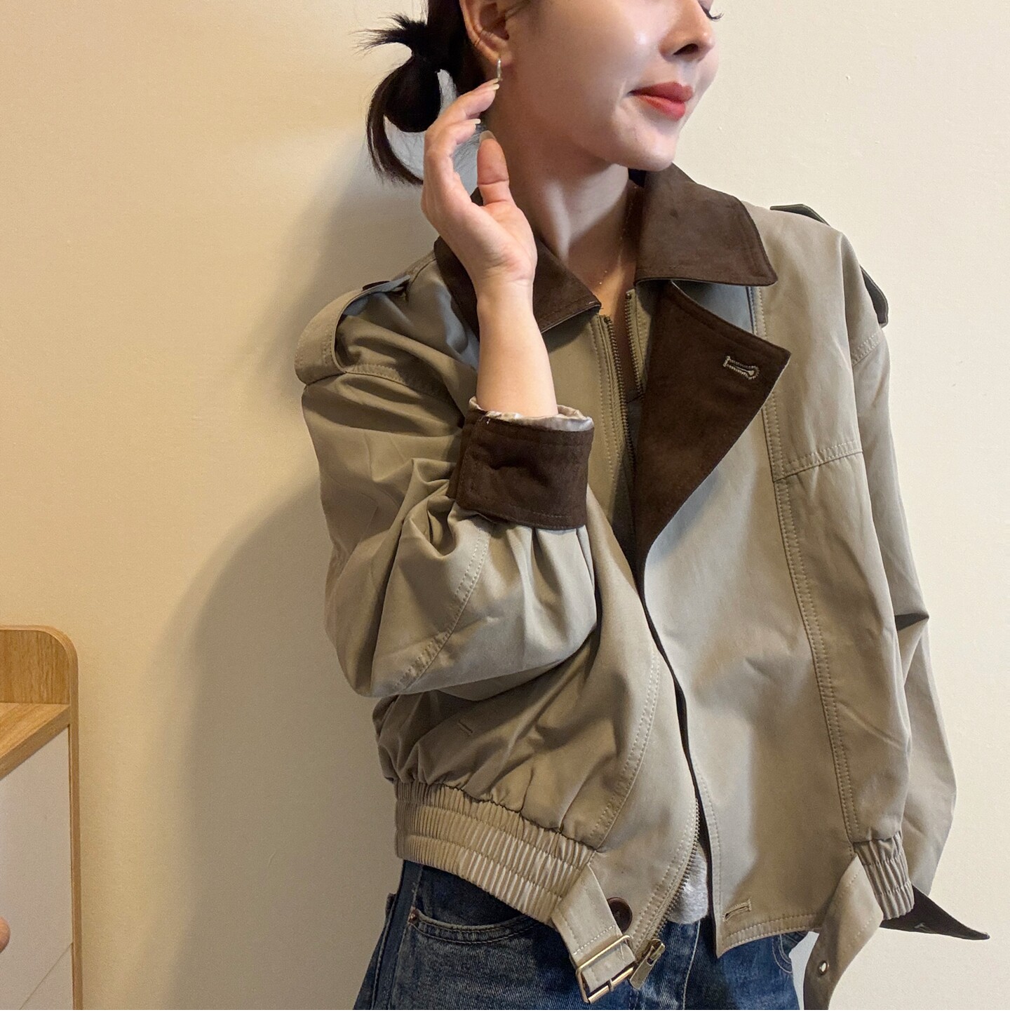 休闲不规则翻领束腰短款风衣外套夹克女潮欧洲站2026秋季新款欧货