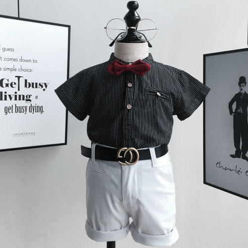 花童纯棉礼服男宝宝夏季英伦风