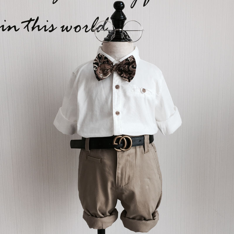 2026春季新款男童周岁礼服套装 男宝宝衬衫套装摄影演出服英伦风