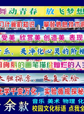 物理美术风黑板上方横幅励志标语