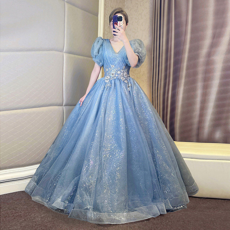 2022新款成人礼学生声乐艺考演出服舞台独唱蓬蓬裙年会主持晚礼服