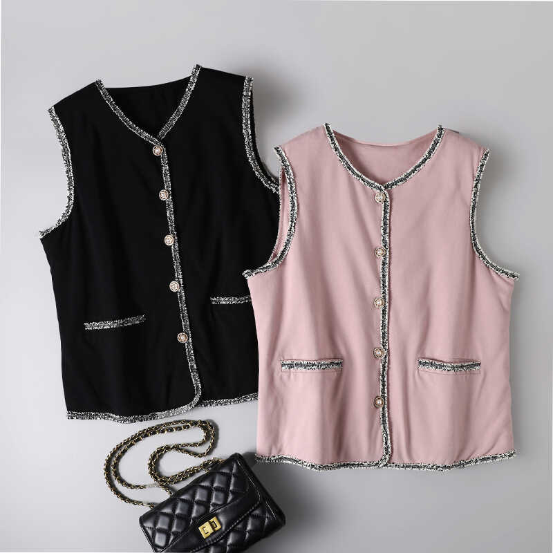 时尚百搭气质经典撞色填充马甲