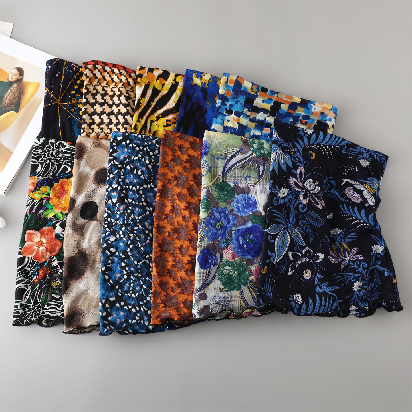 秋冬100%羊毛印花保暖围脖