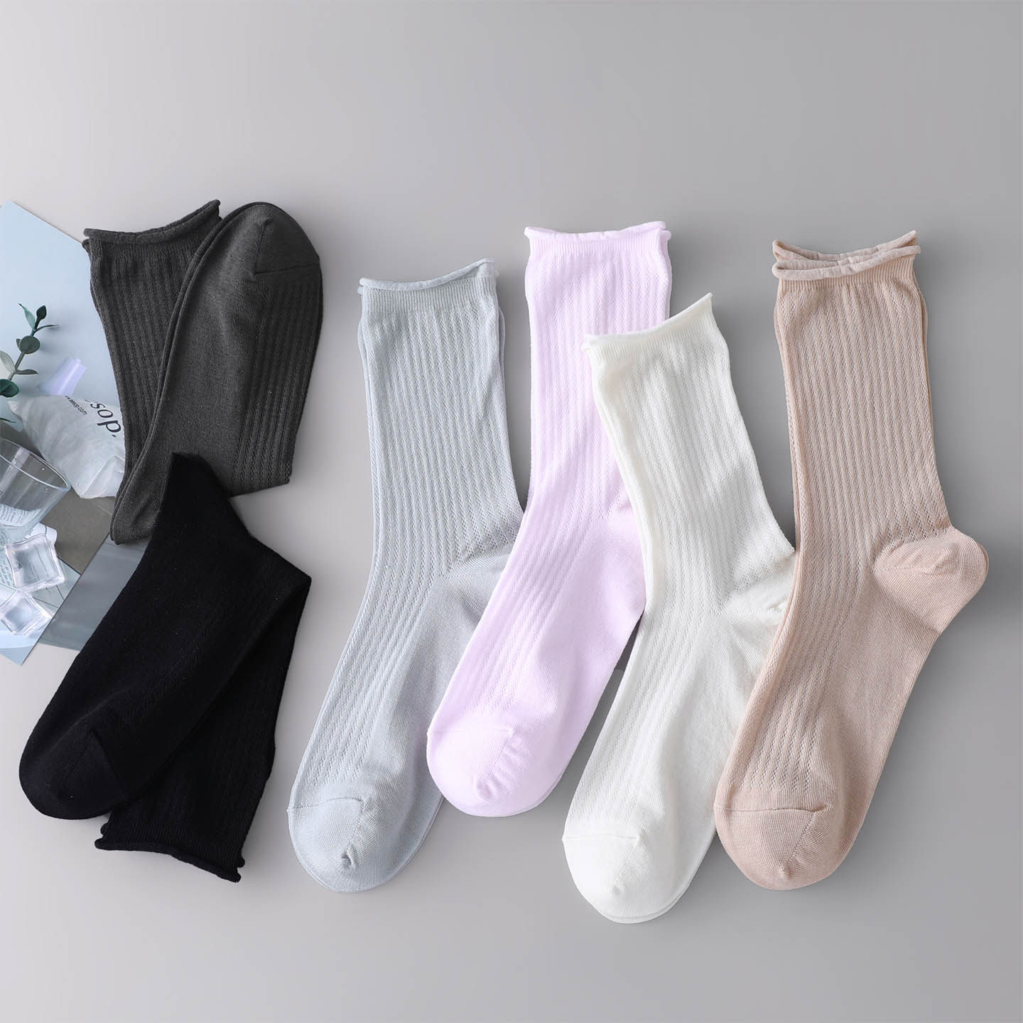 女士桑蚕丝无骨袜子 高弹力舒适不勒 真丝轻薄透气不闷脚休闲袜