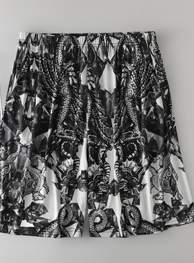 100%桑蚕丝男士居家休闲沙滩裤 真丝加捻舒适透气宽松清凉五分裤