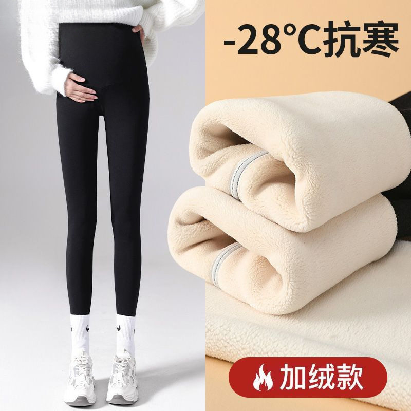 孕妇裤冬季加绒加厚孕妇鲨鱼裤打底裤外穿芭比瑜伽裤保暖托腹裤