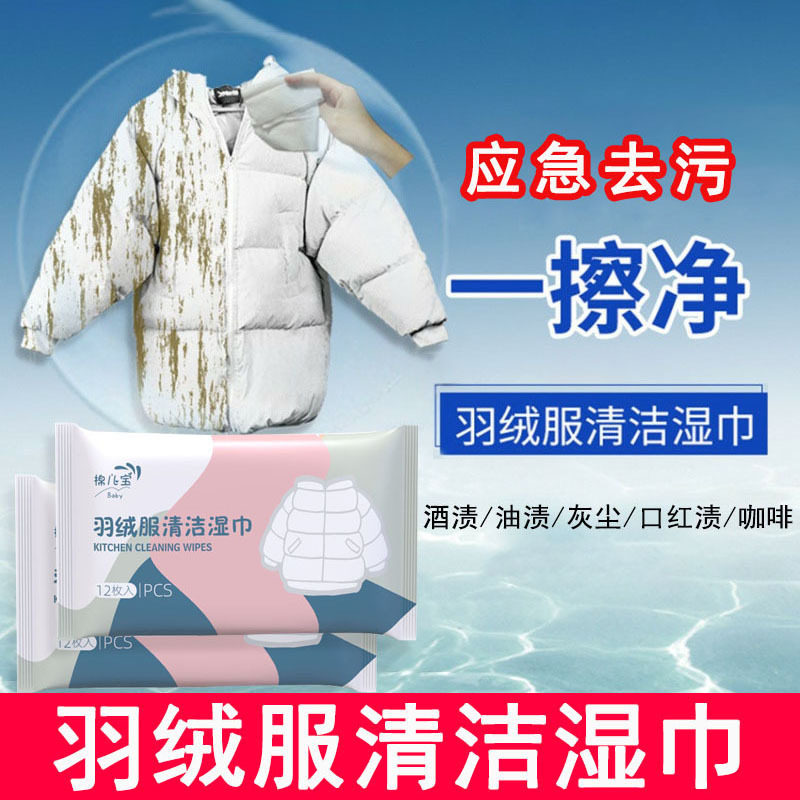 羽绒服清洁神器羽绒服湿巾便携装免水洗强力去污渍湿纸巾干洗剂,洗护清洁剂/卫生巾/纸/香薰,衣物去污湿巾,淘宝优惠券,粉丝福利购,淘宝优惠卷