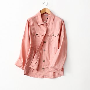 外套 特价 短风衣女春秋衬衫 宽松水洗棉工装 棉麻休闲风 砖柜余单