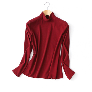 上衣加厚T恤衫 品质柜单 女长袖 全棉磨毛高领打底衫 秋冬 简约百搭